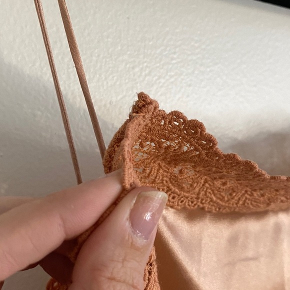 Maurie + Eve Lace Trimmed Slip Dress Midi Warm Tan Pink Size 2 - Picture 4 of 9
